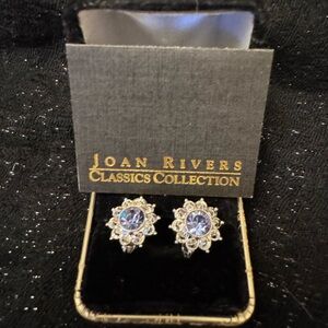 Vintage Joan Rivers Classics Collection Silver and Lavender Rhinestone Earrings